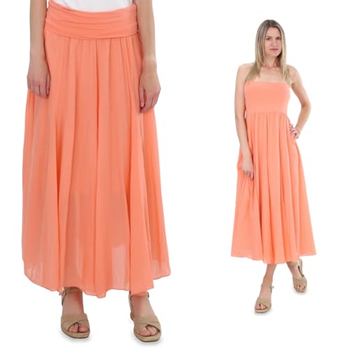 Malito - Damen Maxirock - locker geschnittenes Bandeaukleid aus Baumwolle - Rock mit elastischem Jerseybund 80150 - Apricot von malito more than fashion