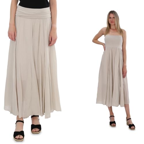 Malito - Damen Maxirock - locker geschnittenes Bandeaukleid aus Baumwolle - Rock mit elastischem Jerseybund 80150 - Beige von malito more than fashion