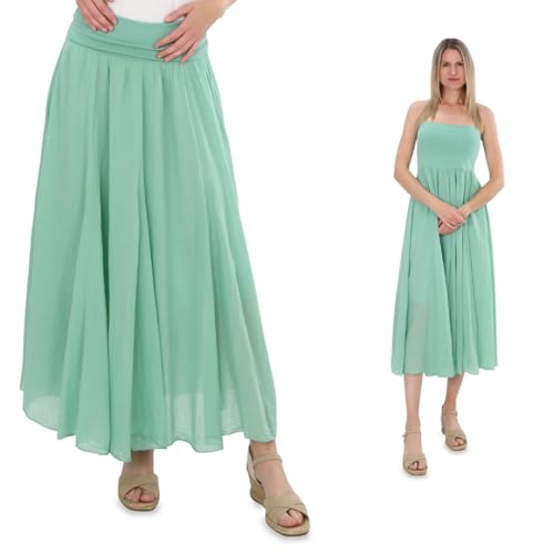 Malito - Damen Maxirock - locker geschnittenes Bandeaukleid aus Baumwolle - Rock mit elastischem Jerseybund 80150 - Mint von malito more than fashion