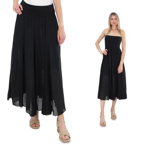 Malito - Damen Maxirock - locker geschnittenes Bandeaukleid aus Baumwolle - Rock mit elastischem Jerseybund 80150 - Schwarz von malito more than fashion