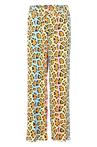 Malito - Damen Plisseehose - lockere weich fließende Chiffonhose - Lange Sommerhose - Trendige Marlenehose 883 - Gelb-Leo L/XL von malito more than fashion