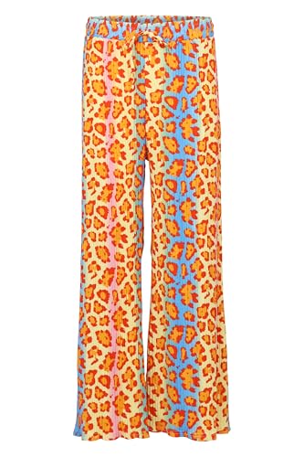 Malito - Damen Plisseehose - lockere weich fließende Chiffonhose - Lange Sommerhose - Trendige Marlenehose 883 - Orange-Leo L/XL von malito more than fashion