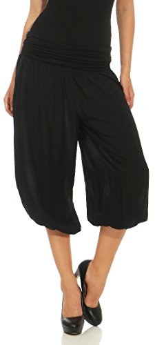 Malito – Damen Haremshose – Pumphose aus Baumwolle – Kurze Stoffhose für den Sommer – Capri Pluderhose zum Tanzen, Chillen & Yoga – knielange Hose 1483 (Schwarz) von malito more than fashion