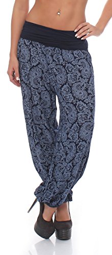 Malito - Damen Haremshose mit Orient Print - Pumphose aus Baumwolle - Stoffhose zum Tanzen, Chillen & Yoga - Aladinhose 8580 (dunkelblau) von malito more than fashion