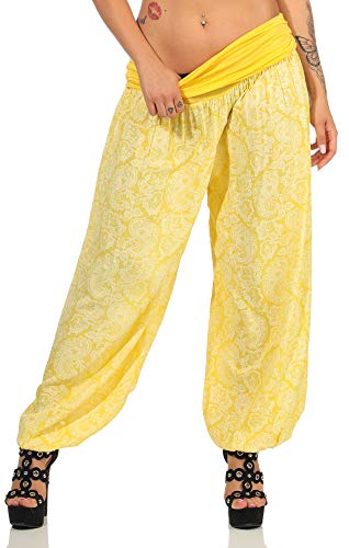 Malito - Damen Haremshose mit Orient Print - Pumphose aus Baumwolle - Stoffhose zum Tanzen, Chillen & Yoga - Aladinhose 8580 (gelb) von malito more than fashion