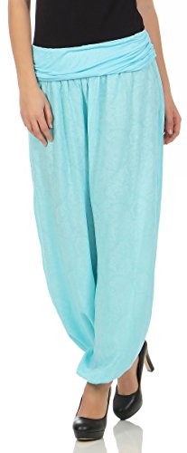 Malito - Damen Haremshose mit Orient Print - Pumphose aus Baumwolle - Stoffhose zum Tanzen, Chillen & Yoga - Aladinhose 8580 (türkis) von malito more than fashion