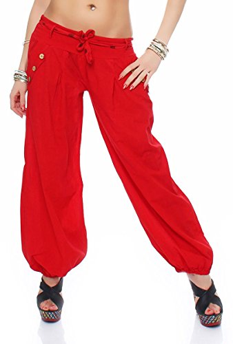 Malito - Damen Haremshose - Leichte Stoffhose aus Baumwolle - Bequeme Hippie Sommerhose für warme Tage - Aladinhose/Pumphose 3417 (Rot) von malito more than fashion