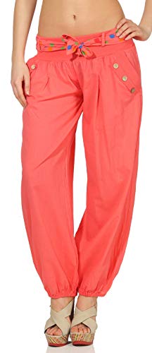 Malito - Damen Haremshose - Leichte Stoffhose aus Baumwolle - Bequeme Hippie Sommerhose für warme Tage - Aladinhose/Pumphose 3417 (Coral) von malito more than fashion