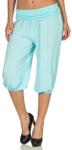 Malito – Damen Haremshose – Pumphose aus Baumwolle – Kurze Stoffhose für den Sommer – Capri Pluderhose zum Tanzen, Chillen & Yoga – knielange Hose 1483 (Babyblau) von malito more than fashion