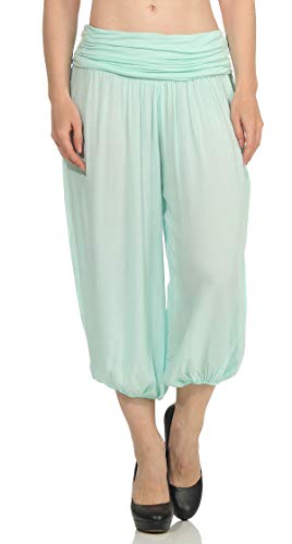 Malito – Damen Haremshose – Pumphose aus Baumwolle – Kurze Stoffhose für den Sommer – Capri Pluderhose zum Tanzen, Chillen & Yoga – knielange Hose 1483 (Mint) von malito more than fashion