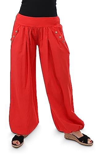 Malito - Damen Pumphose - leichte Stoffhose für Strand & Alltag - lockere Freizeithose für den Sommer - lässige Aladinhose Sommerhose 23245H (34-40 |rot) von malito more than fashion