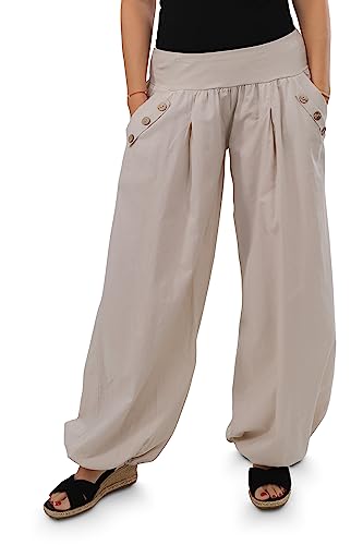 Malito - Damen Pumphose - leichte Stoffhose für Strand & Alltag - lockere Freizeithose für den Sommer - lässige Aladinhose Sommerhose 23245H (34-40 |beige) von malito more than fashion