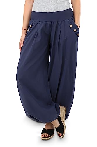 Malito - Damen Pumphose - leichte Stoffhose für Strand & Alltag - lockere Freizeithose für den Sommer - lässige Aladinhose Sommerhose 23245H (34-40 |dunkelblau) von malito more than fashion