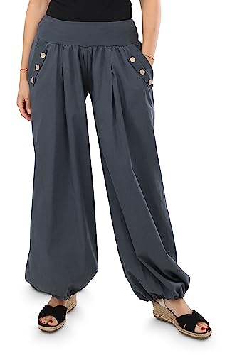 Malito - Damen Pumphose - leichte Stoffhose für Strand & Alltag - lockere Freizeithose für den Sommer - lässige Aladinhose Sommerhose 23245H (34-40 |dunkelgrau) von malito more than fashion