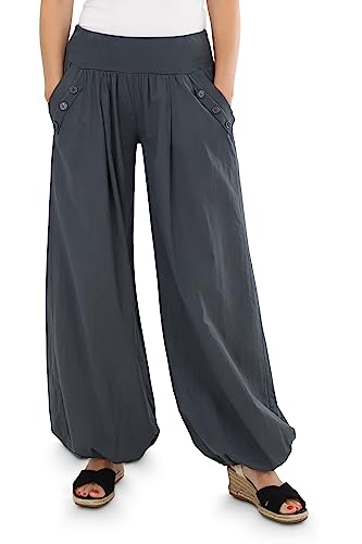 Malito - Damen Pumphose - luftige Stoffhose für Strand & Alltag - lockere Pluderhose für den Sommer - lässige Sommerhose Freizeithose 23245P (34-40 dunkelgrau) von malito more than fashion