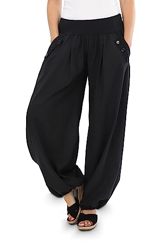 Malito - Damen Pumphose - luftige Stoffhose für Strand & Alltag - lockere Pluderhose für den Sommer - lässige Sommerhose Freizeithose 23245P (34-40 schwarz) von malito more than fashion