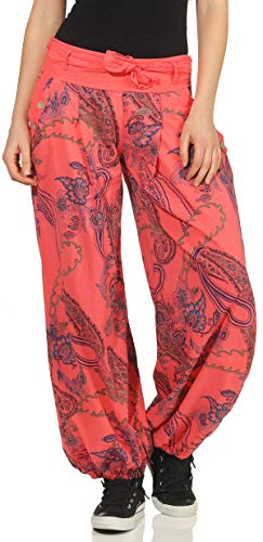 Malito – Damen Haremshose mit Print – Pumphose aus Baumwolle – Leichte Stoffhose – Sommerhose für warme Tage – Aladinhose 3485 (Coral | Größe 34-40) von malito more than fashion