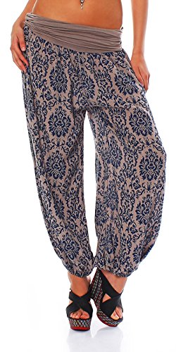 Malito - Damen Pumphose mit Yoga Muster - Haremshose zum Tanzen & Chillen - Lange Aladinhose - Freizeithose 7198 OneSize (Fango) von malito more than fashion