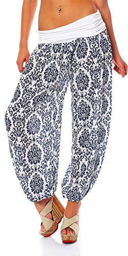 Malito - Damen Pumphose mit Yoga Muster - Haremshose zum Tanzen & Chillen - Lange Aladinhose - Freizeithose 7198 OneSize (weiß) von malito more than fashion