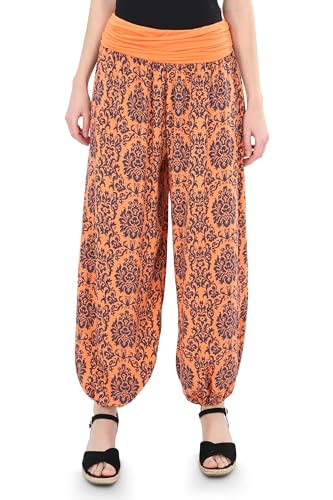 Malito - Damen Pumphose mit Yoga Muster - Haremshose zum Tanzen & Chillen - Lange Aladinhose - Freizeithose 7198 OneSize (orange) von malito more than fashion