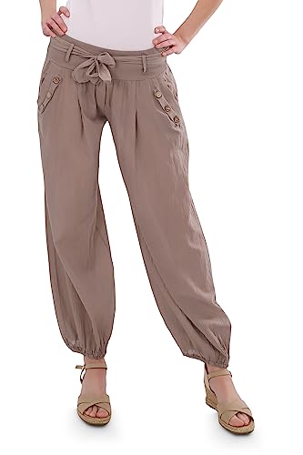 Malito - Damen Pumphose - leichte Stoffhose für den Sommer - Freizeithose für Strand & Alltag - lässige Haremshose 3418 (Fango) von malito more than fashion