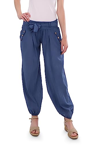 Malito - Damen Pumphose - leichte Stoffhose für den Sommer - Freizeithose für Strand & Alltag - lässige Haremshose 3418 (Jeansblau) von malito more than fashion