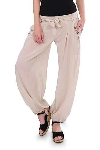 Malito - Damen Pumphose - leichte Stoffhose für den Sommer - Freizeithose für Strand & Alltag - lässige Haremshose 3418 (beige) von malito more than fashion