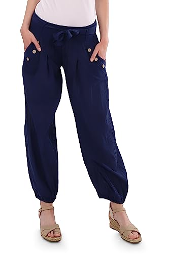 Malito - Damen Pumphose - leichte Stoffhose für den Sommer - Freizeithose für Strand & Alltag - lässige Haremshose 3418 (dunkelblau) von malito more than fashion