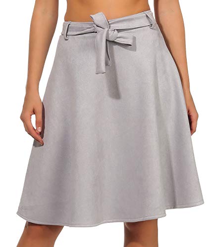 Malito Damen Rock | Glockenrock in Velours Optik | knielanger Winterrock | A-Linie Rock 19606 (hellgrau, M) von malito more than fashion