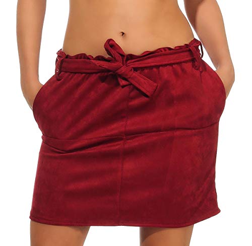 Malito Damen Rock | Winterrock in Velours Optik | Glockenrock mit Taschen | A-Linie Rock 18196 (Bordeaux, M) von malito more than fashion