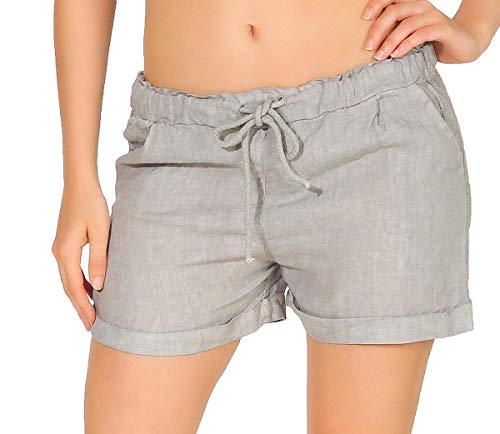 Malito Damen Shorts aus Leinen | lässige Bermuda | Pants für den Strand | Kurze Hose - Hotpants 1964 (hellgrau, XL) von malito more than fashion