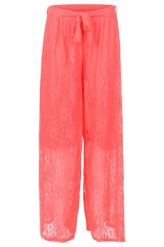 Malito - Damen Spitzenhose Plussize - weich fließende Sommer Strandhose - Lange Elegante Curvy Hose - feminin festlich OneSize 20635 - (Coral) von malito more than fashion