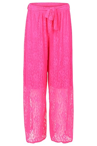 Malito - Damen Spitzenhose Plussize - weich fließende Sommer Strandhose - Lange Elegante Curvy Hose - feminin festlich OneSize 20635 - (Pink) von malito more than fashion