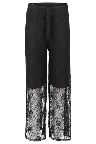 Malito - Damen Spitzenhose Plussize - weich fließende Sommer Strandhose - Lange Elegante Curvy Hose - feminin festlich OneSize 20635 - (Schwarz) von malito more than fashion