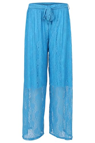 Malito - Damen Spitzenhose Plussize - weich fließende Sommer Strandhose - Lange Elegante Curvy Hose - feminin festlich OneSize 20635 - (Türkis) von malito more than fashion