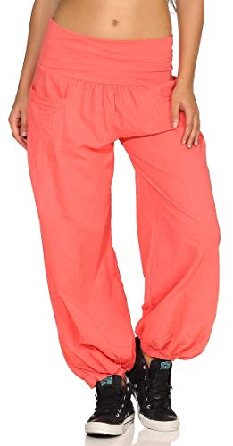 Malito Damen Stoffhose leicht | Pumphose zum Tanzen | Freizeithose zum Chillen | Haremshose - Sommerhose 17633 (Coral) von malito more than fashion