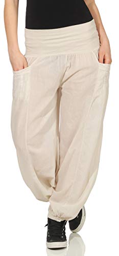 Malito Damen Stoffhose leicht | Pumphose zum Tanzen | Freizeithose zum Chillen | Haremshose - Sommerhose 17633 (beige) von malito more than fashion