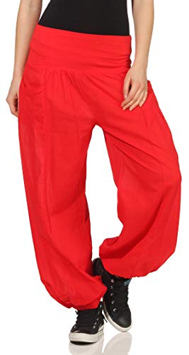 Malito Damen Stoffhose leicht | Pumphose zum Tanzen | Freizeithose zum Chillen | Haremshose - Sommerhose 17633 (rot) von malito more than fashion