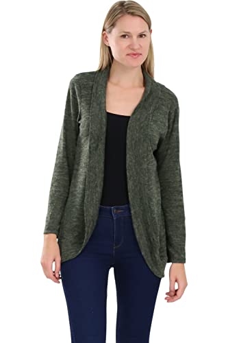 Malito Damen Strickjacke lang | Cardigan im eleganten Design | Angesagter Oversize Look - Weste - Jacke 5021 (Oliv) von malito more than fashion