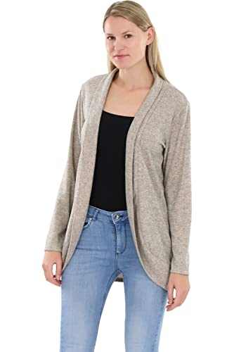 Malito Damen Strickjacke lang | Cardigan im eleganten Design | Angesagter Oversize Look - Weste - Jacke 5021 (beige) von malito more than fashion