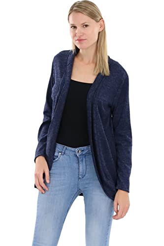 Malito Damen Strickjacke lang | Cardigan im eleganten Design | Angesagter Oversize Look - Weste - Jacke 5021 (dunkelblau) von malito more than fashion