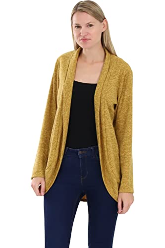 Malito Damen Strickjacke lang | Cardigan im eleganten Design | Angesagter Oversize Look - Weste - Jacke 5021 (dunkelgelb) von malito more than fashion