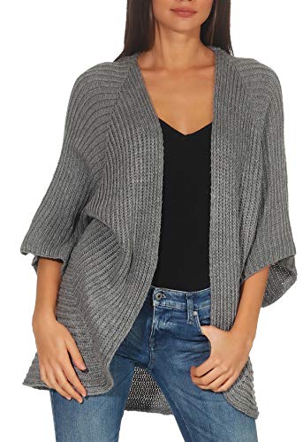 Malito - Damen Strickjacke - offener Open Front Cardigan - modernes Kurzarm Jäckchen - leichte Basic Wolljacke 0185 (Grau) von malito more than fashion