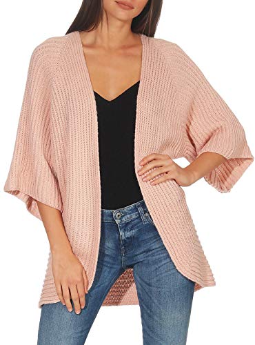 Malito - Damen Strickjacke - offener Open Front Cardigan - modernes Kurzarm Jäckchen - leichte Basic Wolljacke 0185 (Rosa) von malito more than fashion