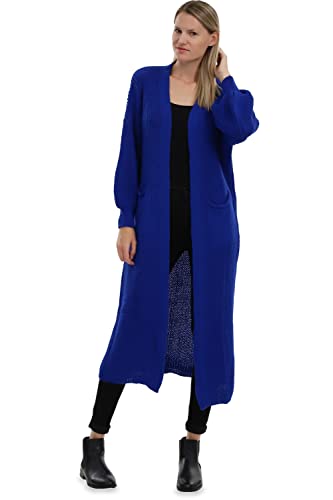 Malito Damen Strickmantel | schicker Cardigan | Moderne Wollmantel | Lange Strickjacke - Oberteil 3151 (Royalblau) von malito more than fashion