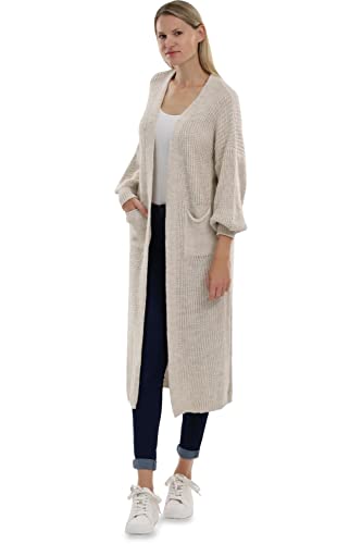 Malito Damen Strickmantel | schicker Cardigan | Moderne Wollmantel | Lange Strickjacke - Oberteil 3151 (beige) von malito more than fashion