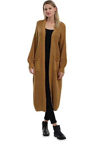 Malito Damen Strickmantel | schicker Cardigan | Moderne Wollmantel | Lange Strickjacke - Oberteil 3151 (braun) von malito more than fashion