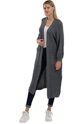 Malito Damen Strickmantel | schicker Cardigan | Moderne Wollmantel | Lange Strickjacke - Oberteil 3151 (dunkelgrau) von malito more than fashion