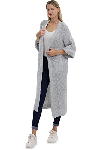 Malito Damen Strickmantel | schicker Cardigan | Moderne Wollmantel | Lange Strickjacke - Oberteil 3151 (hellgrau) von malito more than fashion