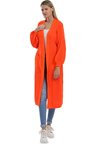 Malito Damen Strickmantel | schicker Cardigan | Moderne Wollmantel | Lange Strickjacke - Oberteil 3151 (orange) von malito more than fashion
